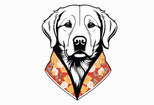 a golden retriever in a kimono tattoo idea