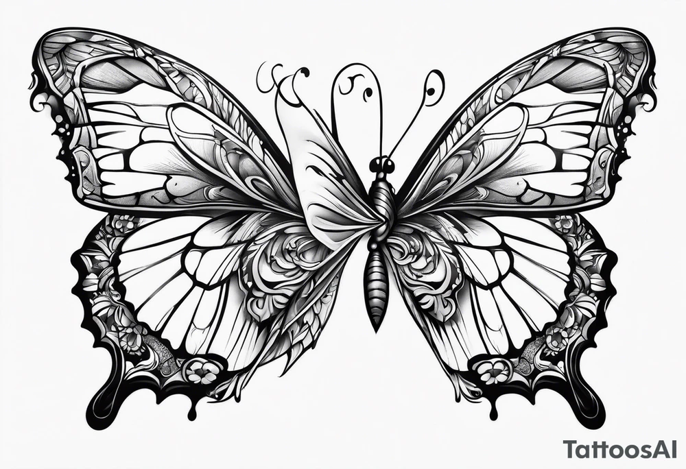 3 fine line butterflies tattoo idea