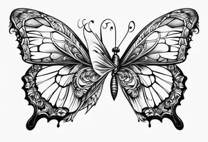 3 fine line butterflies tattoo idea