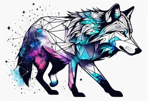 Constellation, animal wolf snow , géométric tattoo idea