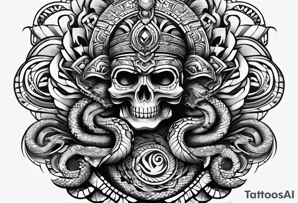 aztec snake sleeve tattoo idea