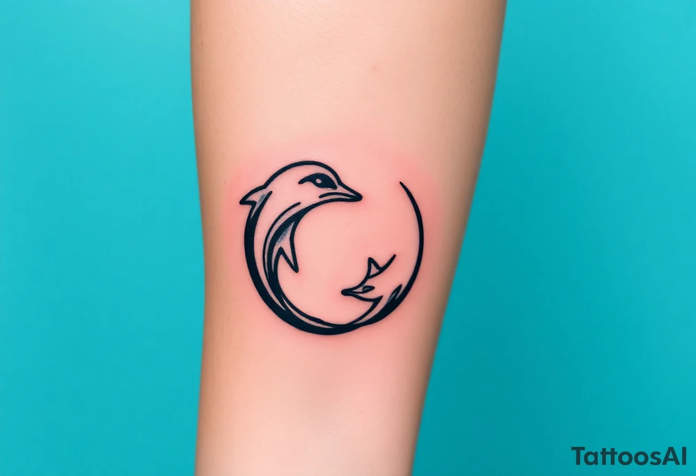 A yin-yang symbol with two dolphins circling each other, representing balance and harmony tattoo idea