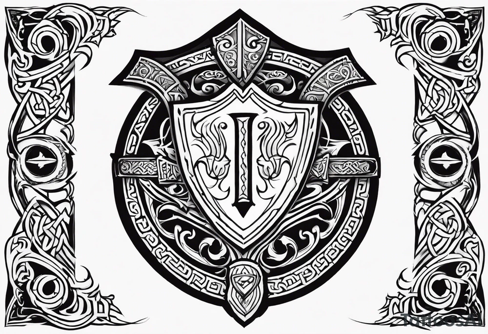 Valhalla viking gods shield tattoo idea