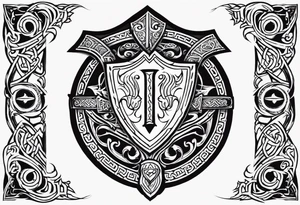 Valhalla viking gods shield tattoo idea