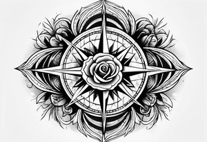 make a compass rose with long lines coming out of the tips of the rose tattoo idea