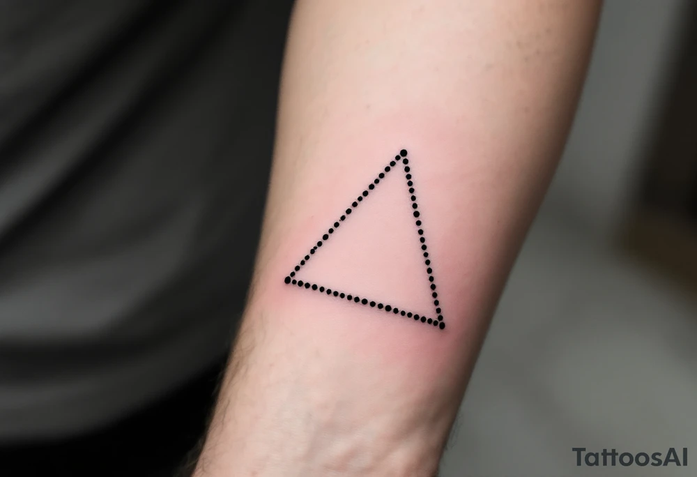A dotted-line triangle in fine black ink, symbolizing subtlety and intention. tattoo idea