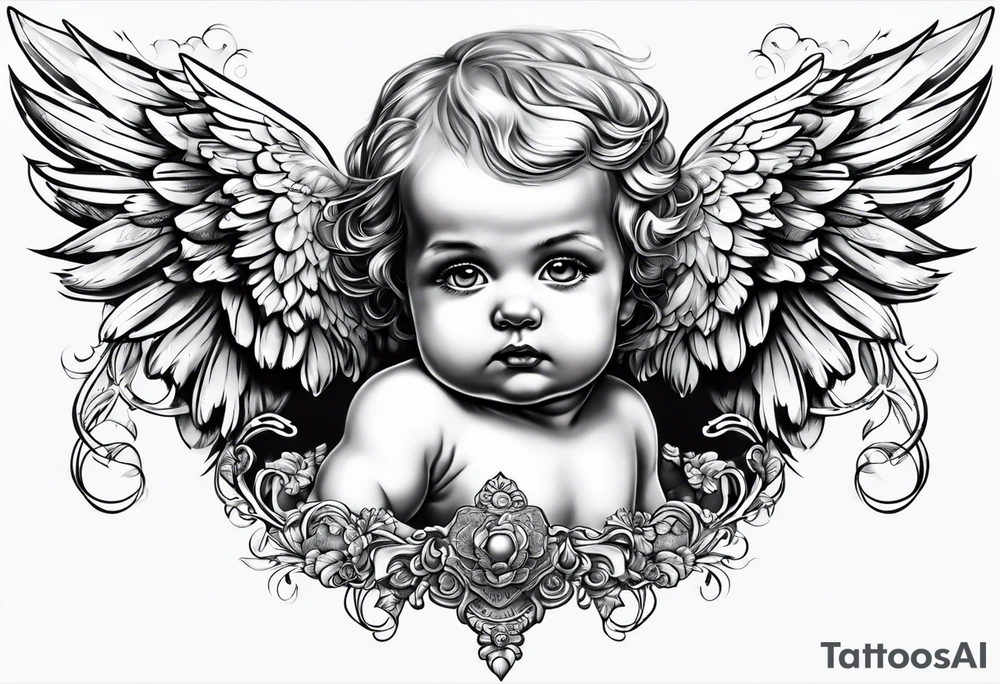 Scary baby angel tattoo idea