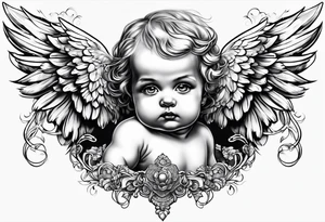 Scary baby angel tattoo idea