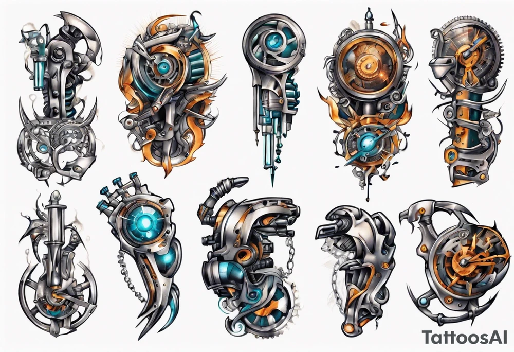 mechanical arm tattoo idea