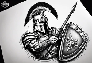 Spartan warrior point spear up tattoo idea