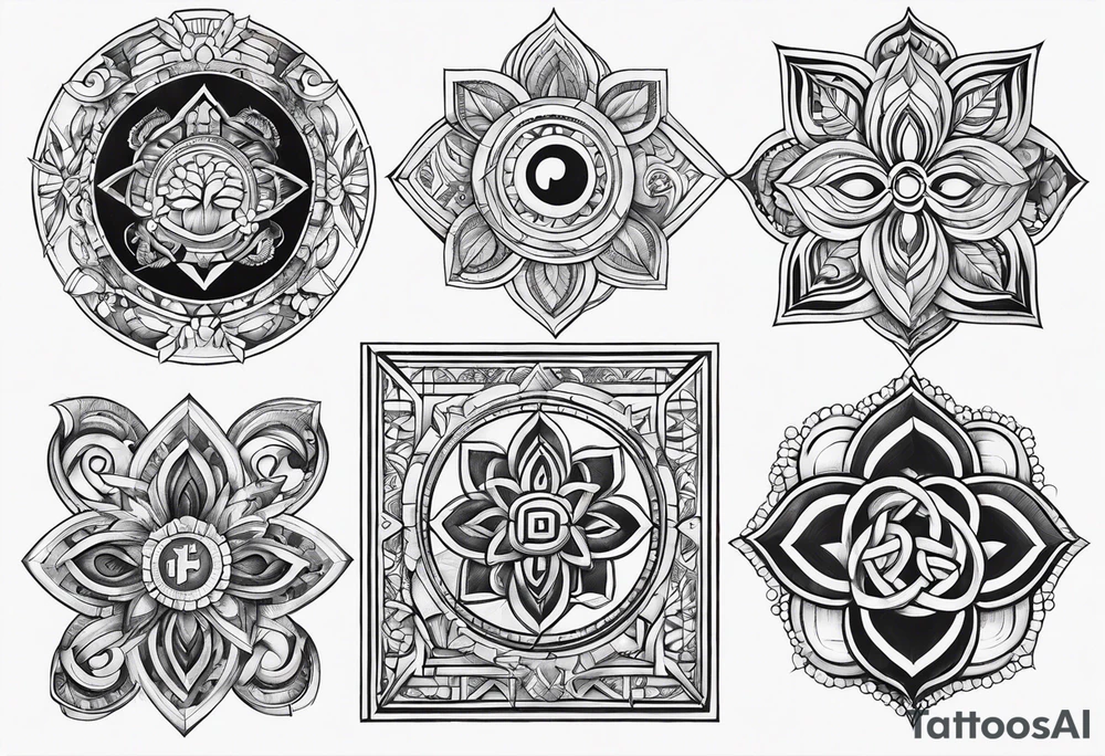 Luck symbols combinated tattoo idea