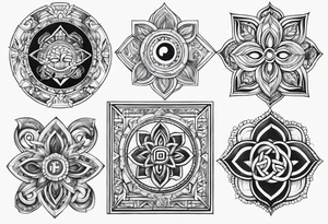 Luck symbols combinated tattoo idea