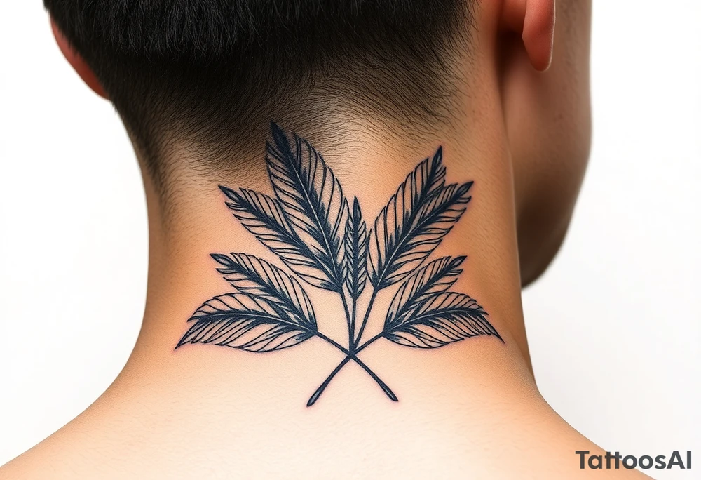 palm leaves neck tattoo tattoo idea