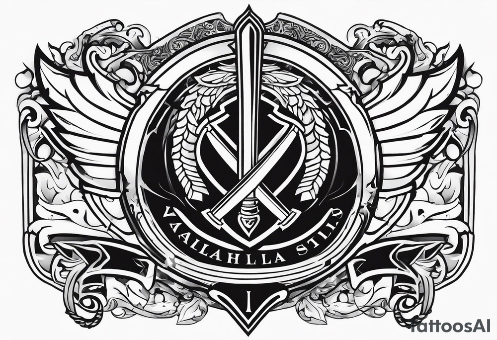 Valhalla stairs sword shield tattoo idea