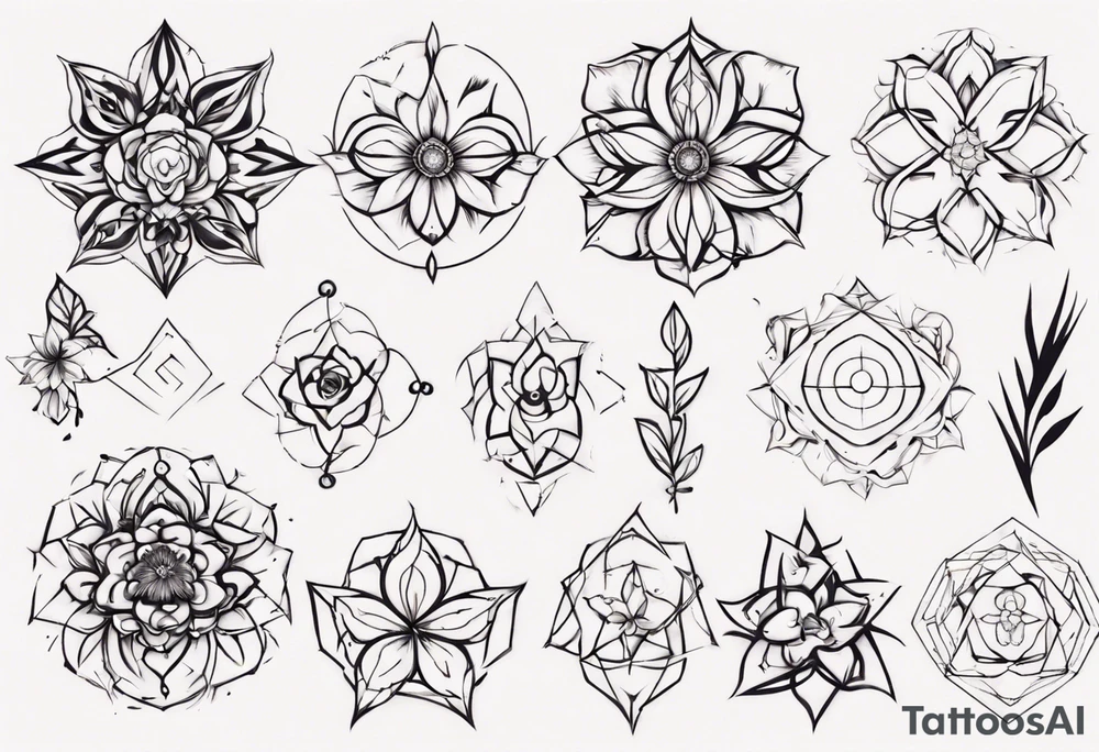 Minimalist Ornemental flower geometric tattoo idea