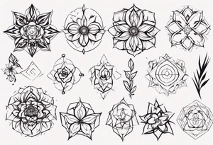 Minimalist Ornemental flower geometric tattoo idea