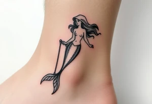 Mermaid with crutches tail tattoo idea