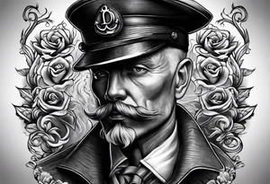arm full sleeve eyes smoke tattoo idea