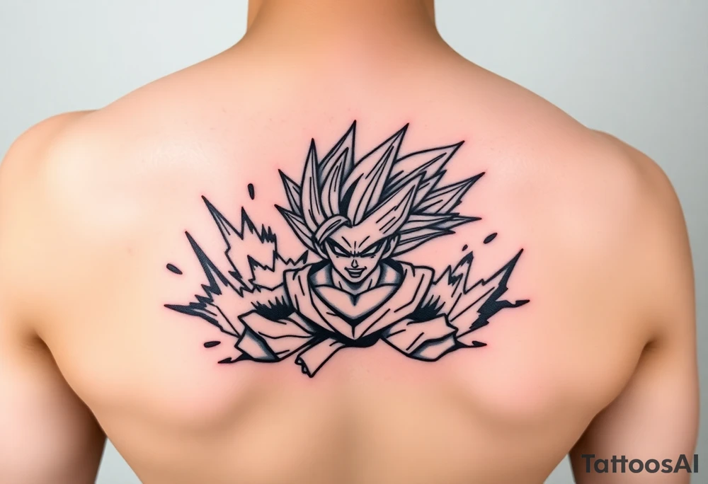 legendary dragonball z scene with energy aura and power effects tattoo idea