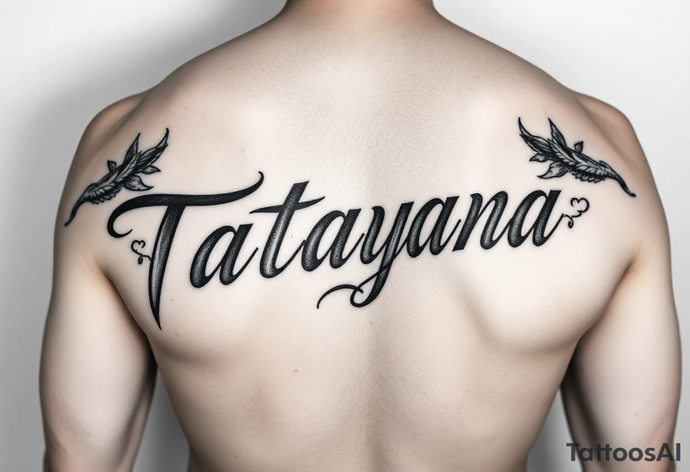 Arm tattoo, using the name “Tatayana” For a father that lost his daughter tattoo idea