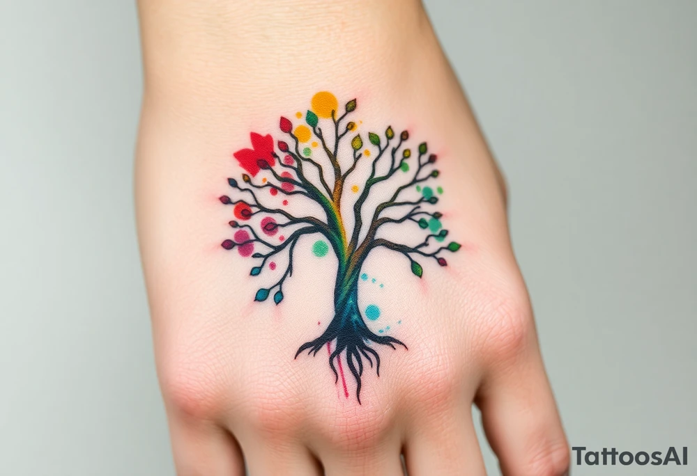 Tree of life half Jamaican colours half Irish colours tattoo idea
