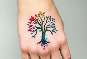Tree of life half Jamaican colours half Irish colours tattoo idea