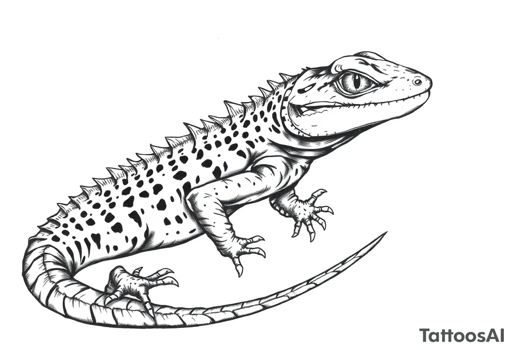 American Old school style black lizard tattoo idea