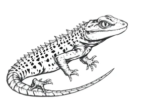 American Old school style black lizard tattoo idea