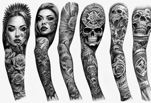 realistic chicano arm sleeve tattoo idea