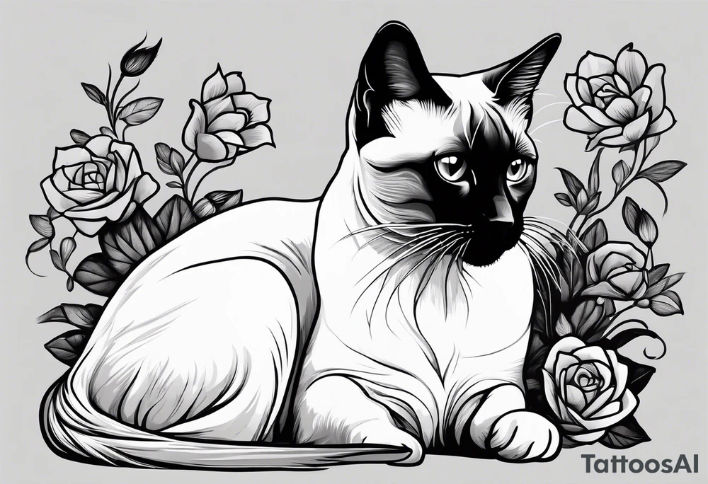 Siamese cat looking at a dog tattoo idea