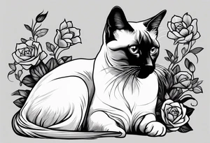 Siamese cat looking at a dog tattoo idea