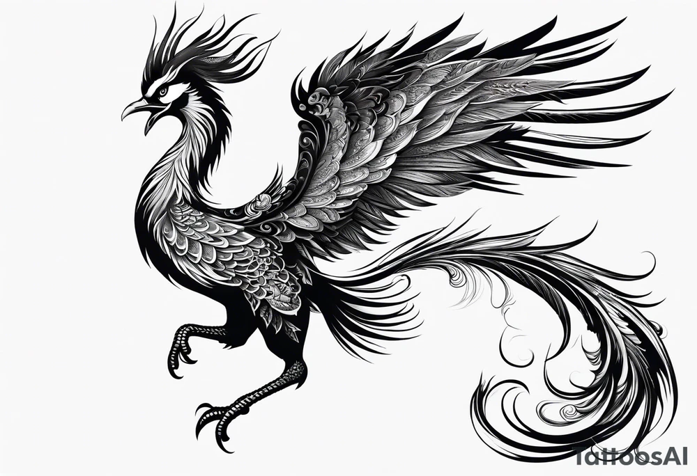Asian phoenix with a long neck tattoo idea
