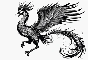 Asian phoenix with a long neck tattoo idea