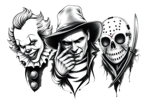 Pennywise, Freddy Krueger, Michael Meyers, and jason voorhees tattoo idea