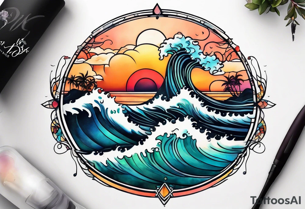 Sea and sunset tattoo.
Minimal. tattoo idea