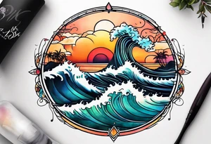 Sea and sunset tattoo.
Minimal. tattoo idea