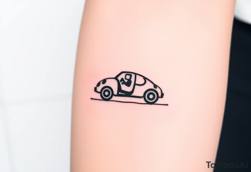 Ladybug driving car tattoo idea