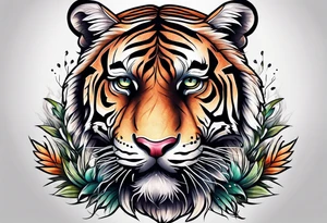 tiger in the grass staring ahead tattoo idea