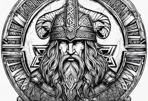 Valhalla sword shield  axe Valknut stairs tattoo idea
