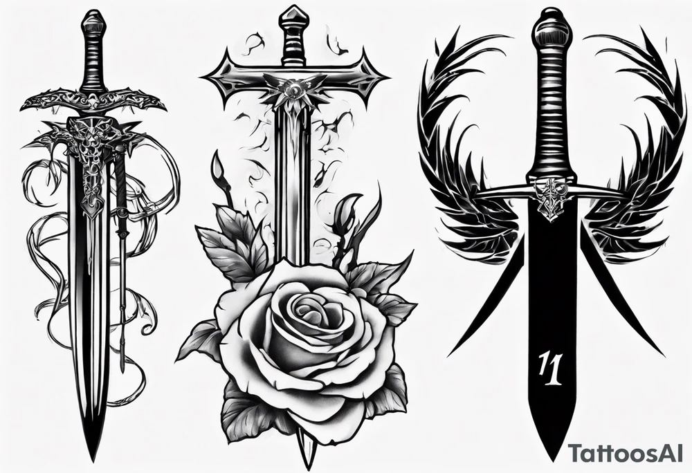 memorial tattoo using "13" and a sword tattoo idea
