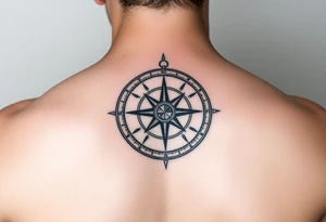 Tattoo with a compass and the constellation of Aquarius to show that the hard road you are traveling will be for the better tattoo idea