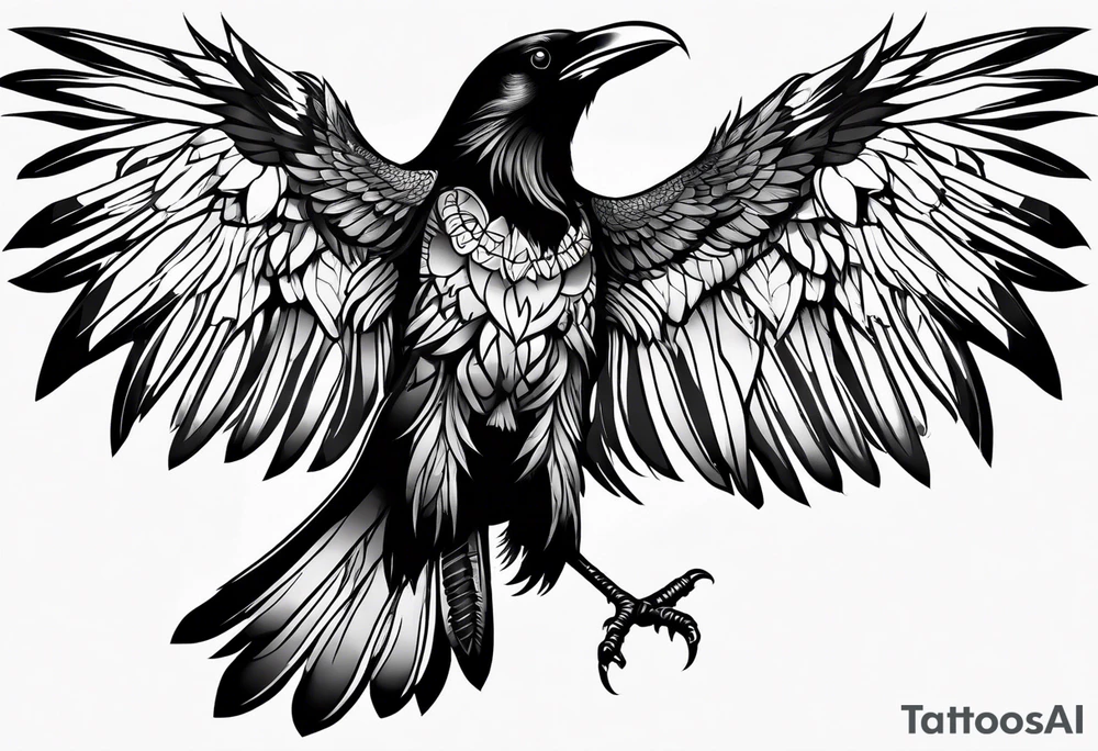 crow with open wings tattoo idea