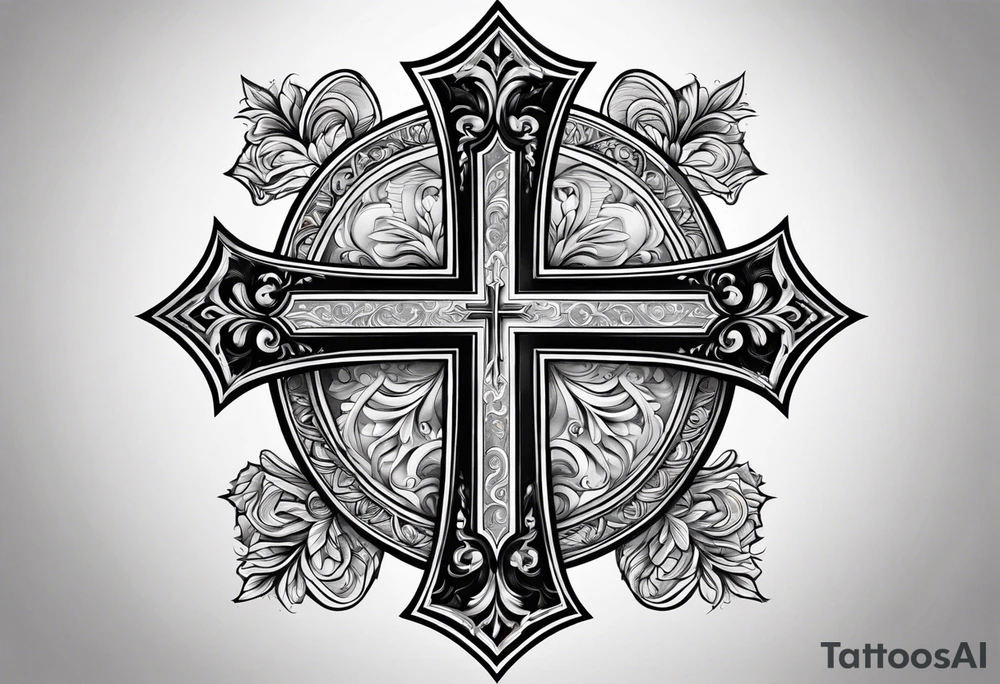WHITE CROSS WITH BLACK AROUND tattoo idea