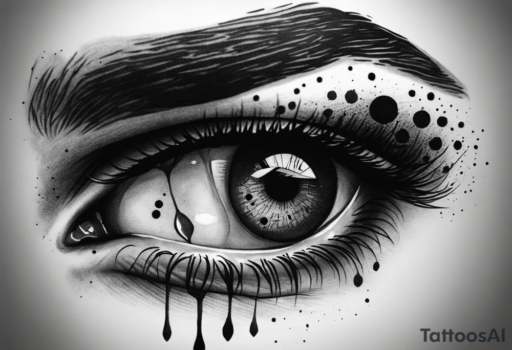 Male eye looking to the side and bleeding tattoo idea