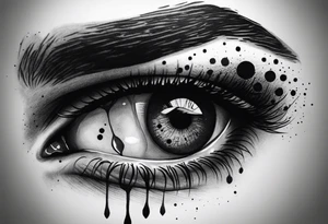 Male eye looking to the side and bleeding tattoo idea