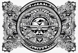 Mexican inspired Tattoo that incorporates love for family and importance of building wealth. Include elements of the pacific northwest tattoo idea