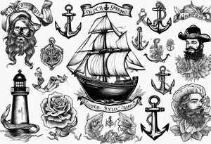 Jack sparro old Dutch style old style with anchor tattoo idea