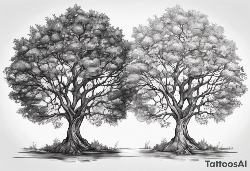 Small dainty detailed tree tattoo idea