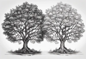 Small dainty detailed tree tattoo idea