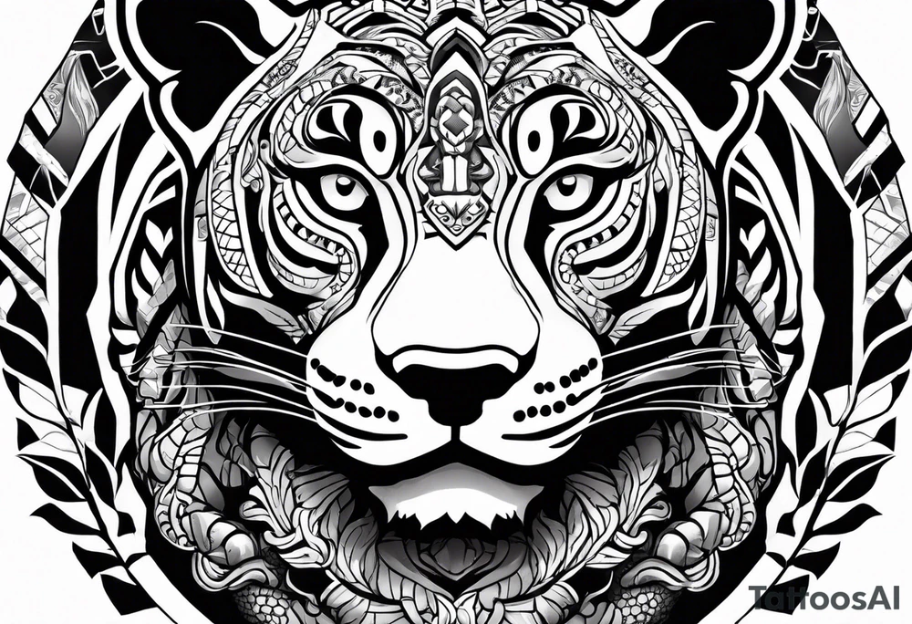 aztec black jaguar with snake tattoo idea
